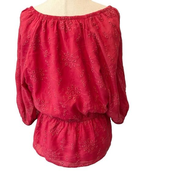 Sofia Vergara Hot Pink Embroidered Empire Waist Boho Style Top XL - Picture 4 of 8